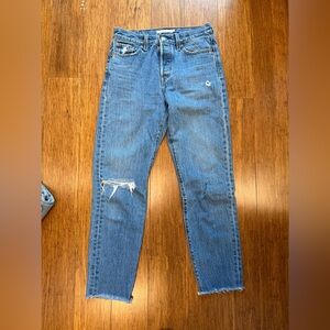 Levi's wedgie Blue Ankle Jeans with Distressed Detail